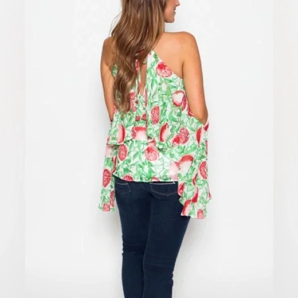 Judith March | Grapefruit Shoulder-Cutout Halter Top - Picture 3 of 6